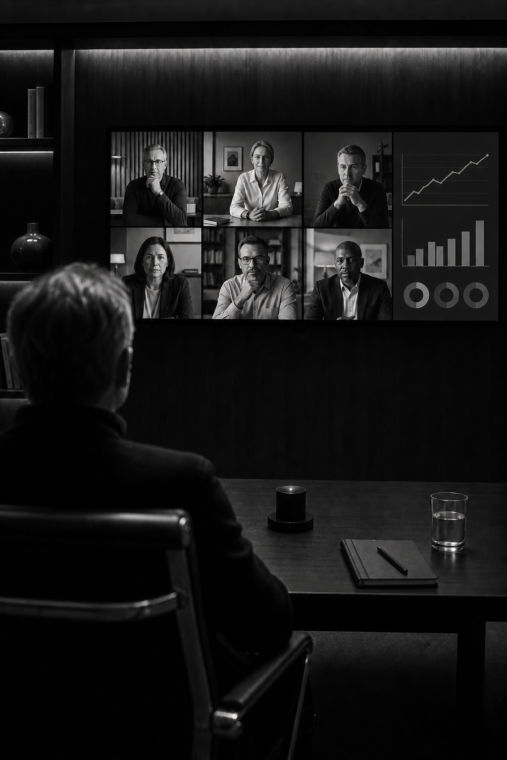 Executivo participando de uma reunião online entre pares de diferentes países